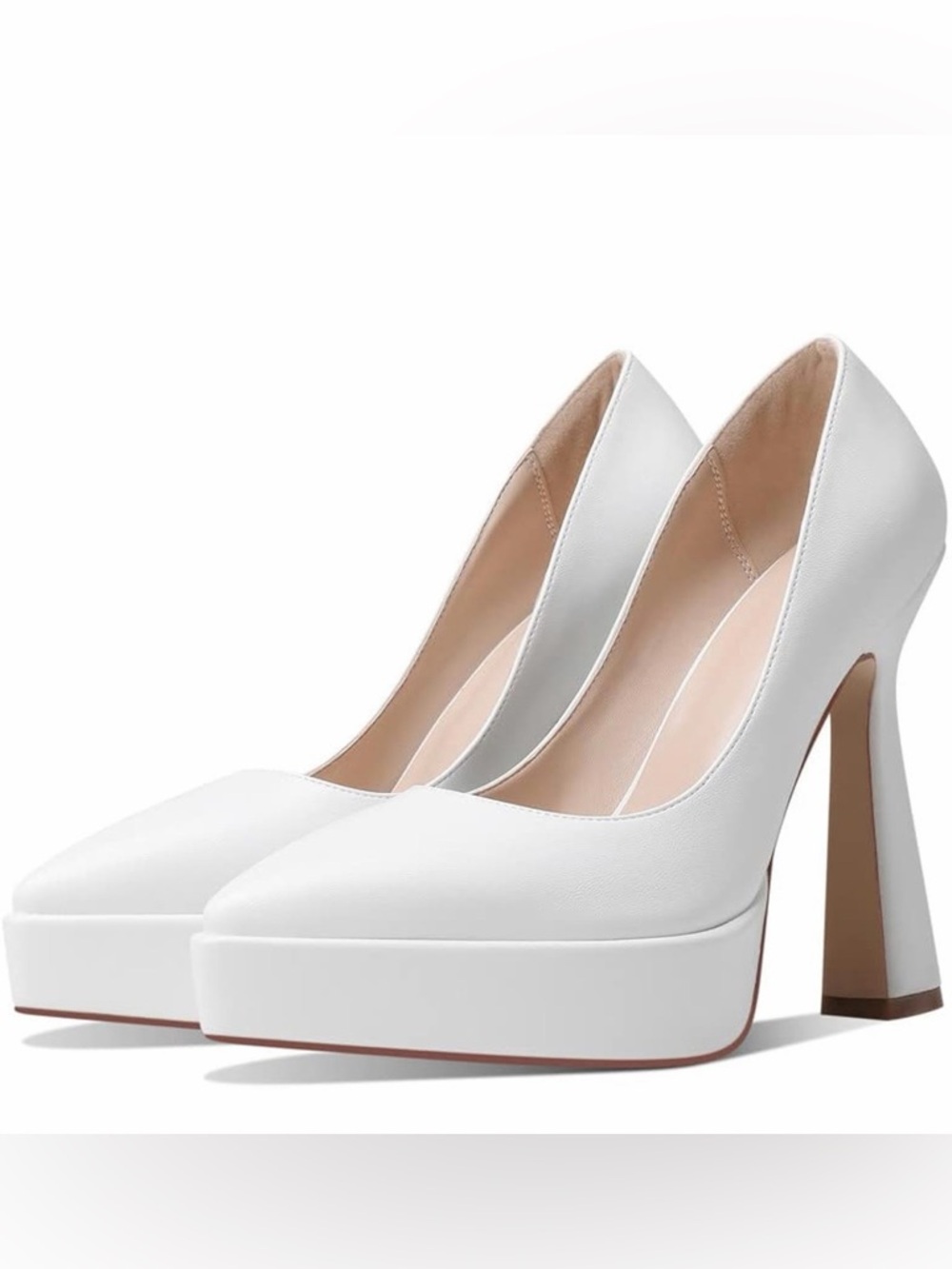 White Platform High Heel Pumps 9.5